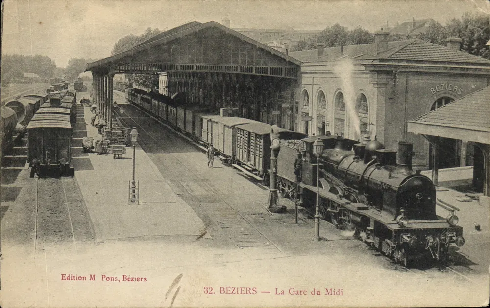 Béziers — La Gare du Midi — Édition M Pons, Béziers, n°32 - Vorderseite