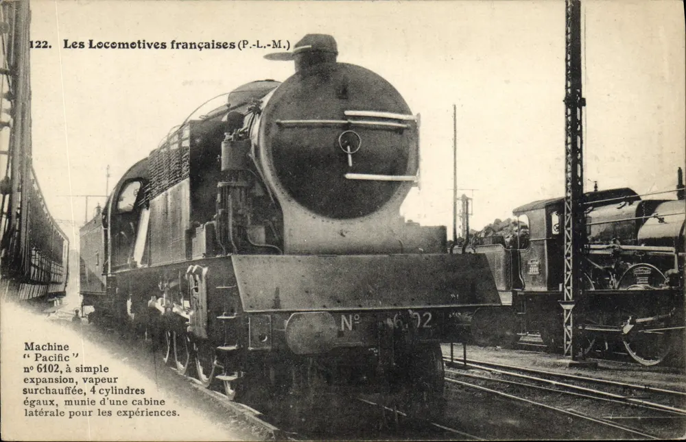 Locomotiva Pacific n° 6102 — As Locomotivas Francesas (P.-L.-M.) — Coleção F. Fleury - Frente