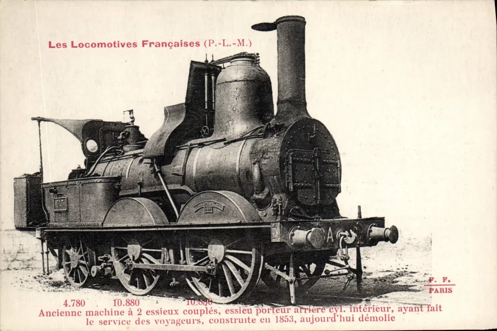 Francuska lokomotywa z 2 sprzężonymi osiami — P.L.M. — F. F. Paryż - Awers