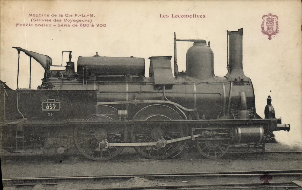 Locomotiva da Cie P.-L.-M. — Modelo antigo, série 600 a 900 — Coleção R. Pénin - Frente