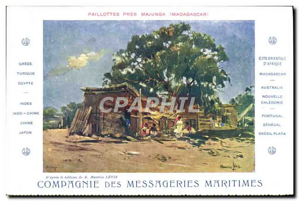 Paillettes près Majunga (Madagascar) — Zeichnung nach dem Gemälde von Maurice Lévis — Compagnie des Messageries Maritimes - Vorderseite