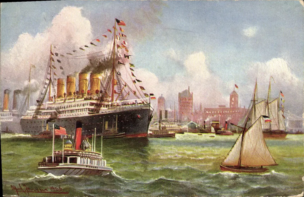 O Titanic — Partida de Nova York — Editor H. Haffner, n° 1906 - Frente