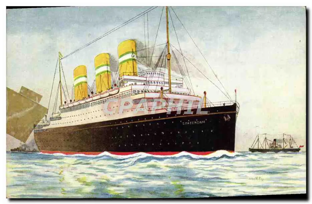 O navio transatlântico Statendam — Holland America Line — editor Salmon, série 3218 - Frente