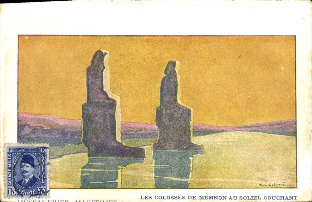 Os Colossos de Memnon ao Pôr do Sol — Gio Colveti — Messageries Maritimes - Frente