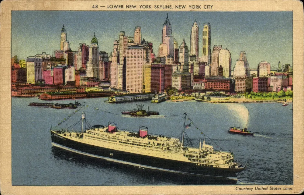 Lower New York Skyline, New York City — 48 — Courtesy United States Lines - Frente
