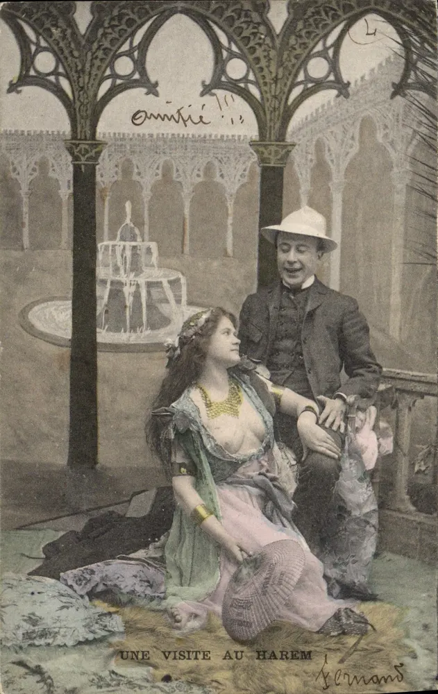 Besuch im Harem — Innenhof-Szene mit Brunnen — Verlag Lernmans, Serie Nr. 2 - Vorderseite