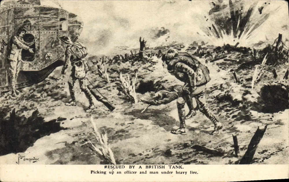 Rescued by a British Tank — Picking up an officer and man under heavy fire — Édouard Amellondas - Vorderseite