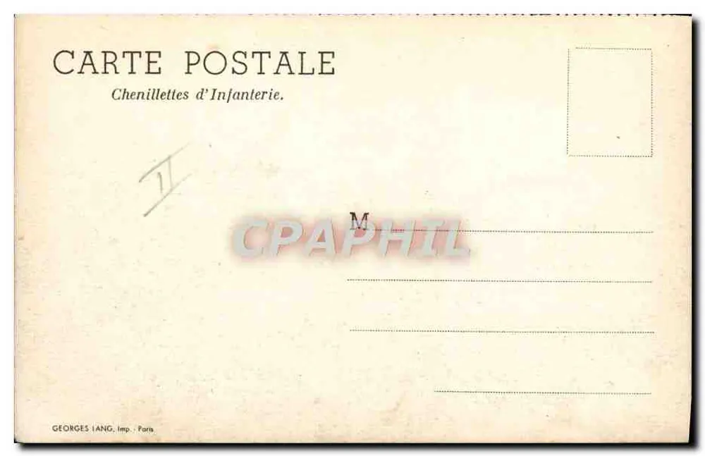 Chenillette de Infantaria — Paris — Georges Lang, Imp. Paris - Verso