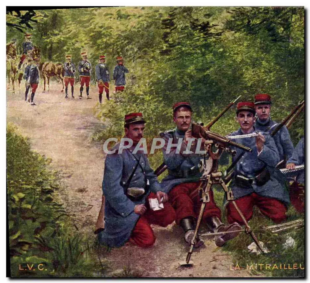 Francuscy żołnierze z karabinem maszynowym — L.V.C. — wydawnictwo L.V.C. - Awers
