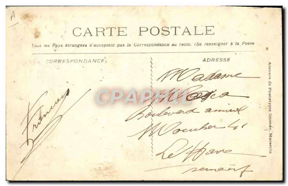 Katastrophe des "Iéna" — Nach der Explosion des "Iéna" — Transport der ersten Verletzten — Atelier de Phototypie Grande, Marseille - Rückseite