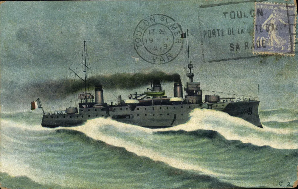 Porto da Garde em Toulon — Cruiser blindado Patrie — editor C.C.G. - Frente