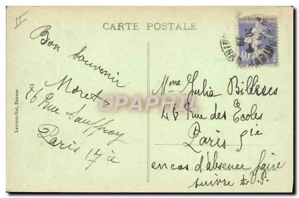 Lorient - Eingang zum Militärhafen — Nr. 3633, Verlag Laurent-Nel, Rennes - Rückseite