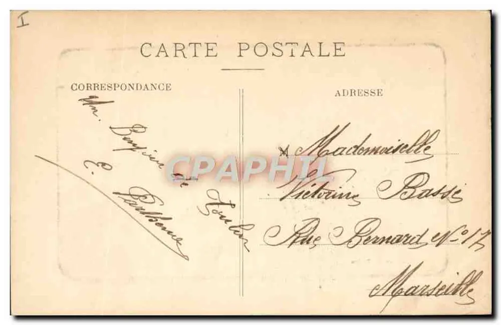 Toulon — Ansicht des Theaters — Eingang der Künstler — Edit. Vincent, Toulon - Rückseite