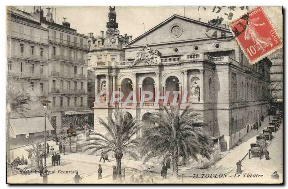 Toulon - A Vista do Teatro — vista do cais Cronstadt — editor desconhecido, número de série não visível - Frente