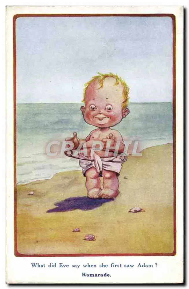 Bebê na praia — humor bíblico — Ludgate, série 708 - Frente