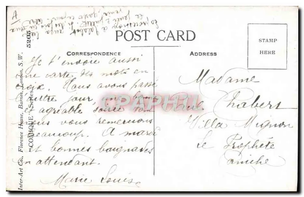 Mots en Croix — jogo de palavras — Inter-Art Co. Série 5205 - Verso