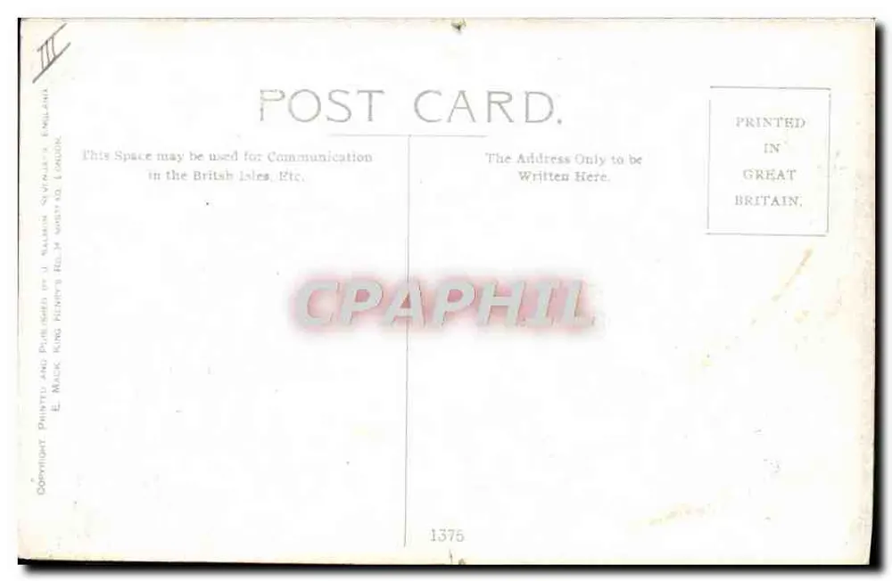 Tente inondée — homme souriant — dessin de A. Carnell — éditeur E. Mack King Henry's Rd, Londres - Verso