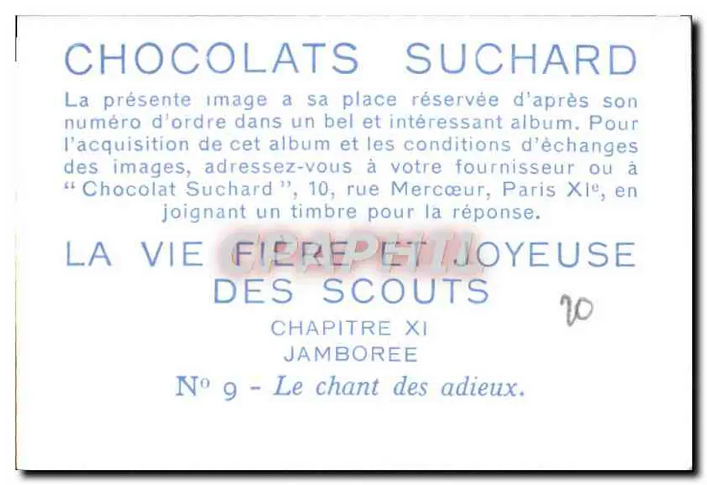 Pfadfinder — Jamboree — Kapitel XI: Das Lied der Abschiede — Chocolats Suchard - Rückseite