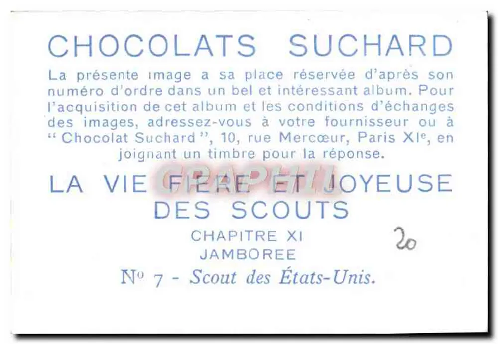 Scout der Vereinigten Staaten — Kapitel XI — Jamboree — Suchard Schokolade - Rückseite