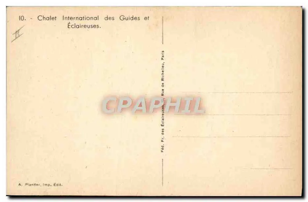 Internationaler Chalet der Guides und Pfadfinder — Schneeberg — A. Plantier, Verlag - Rückseite