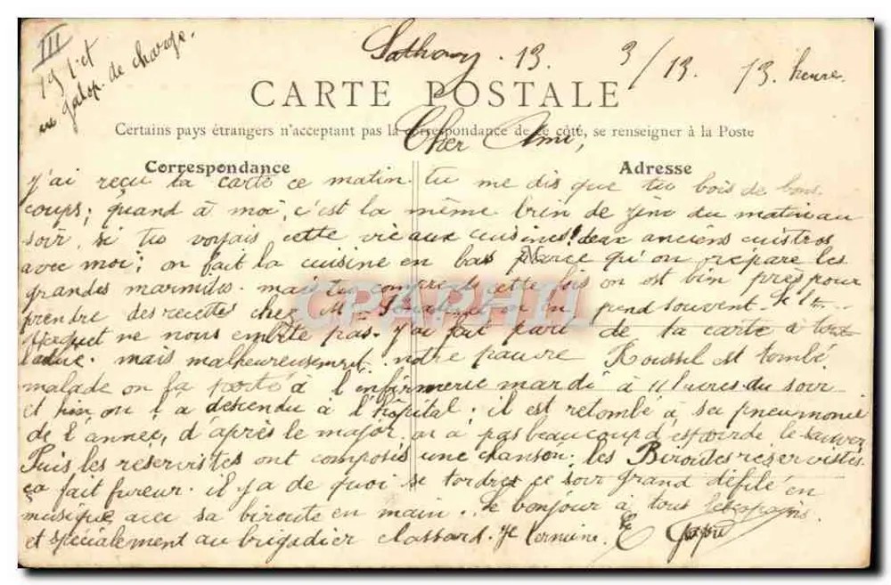 Sathonay — Die Artillerie bei der Palates Corvée — B.F. Paris - Rückseite