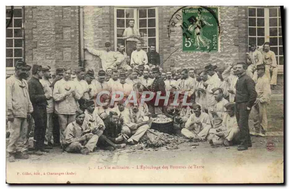 Kartoffeln schälen — Militärisches Leben — P. Gillot, Verlag, in Chavanges (Aube) - Vorderseite