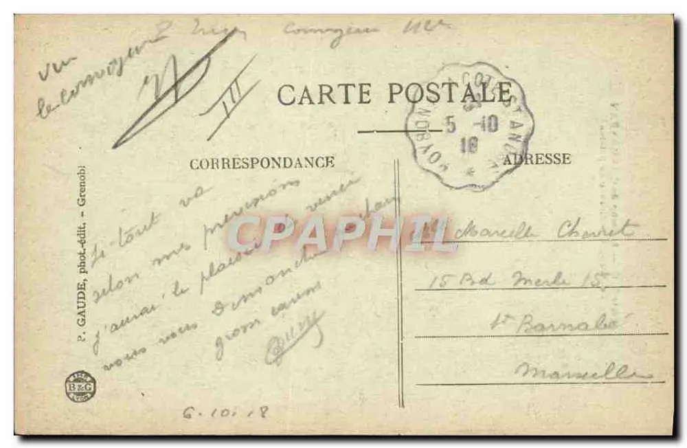 Camp de CHAMBARAN — Kartoffelschneiden — P. GAUDE, Grenoble - Rückseite