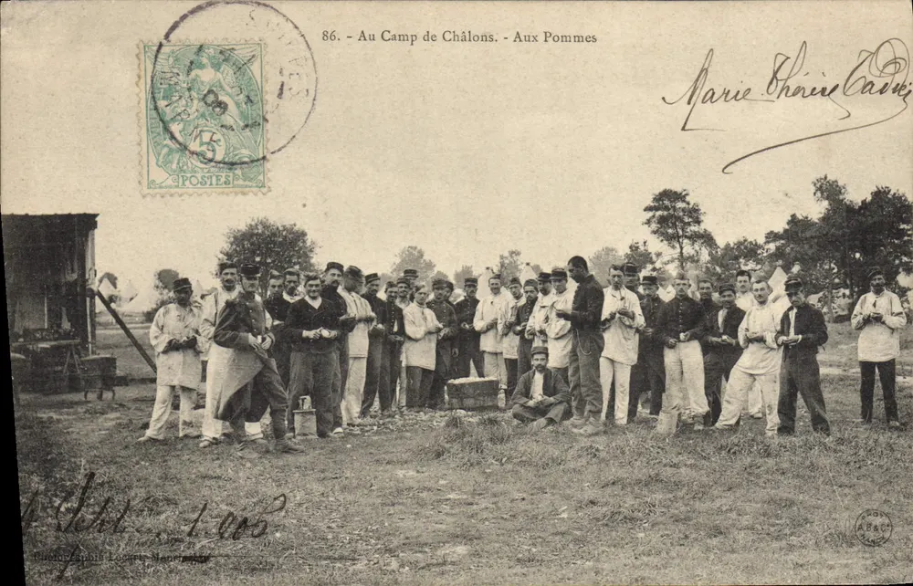 Auf dem Lager Châlons - Bei den Äpfeln — Serie 86 — Verlag Baudouin & Cie, Nancy - Vorderseite