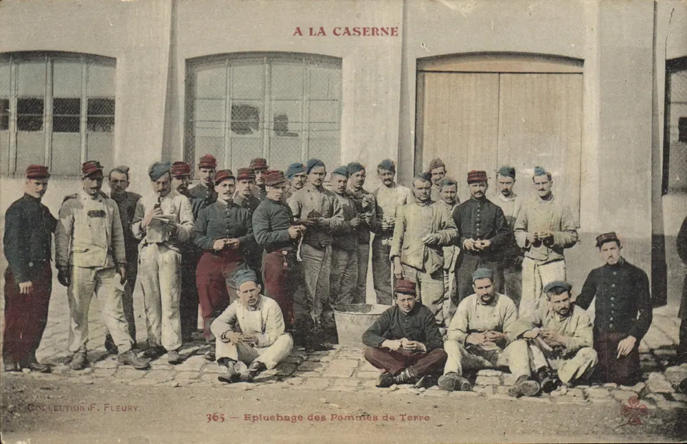 Aardappelschillen — A LA CASERNE — Collectie F. Fleury, n° 365 - Voorkant