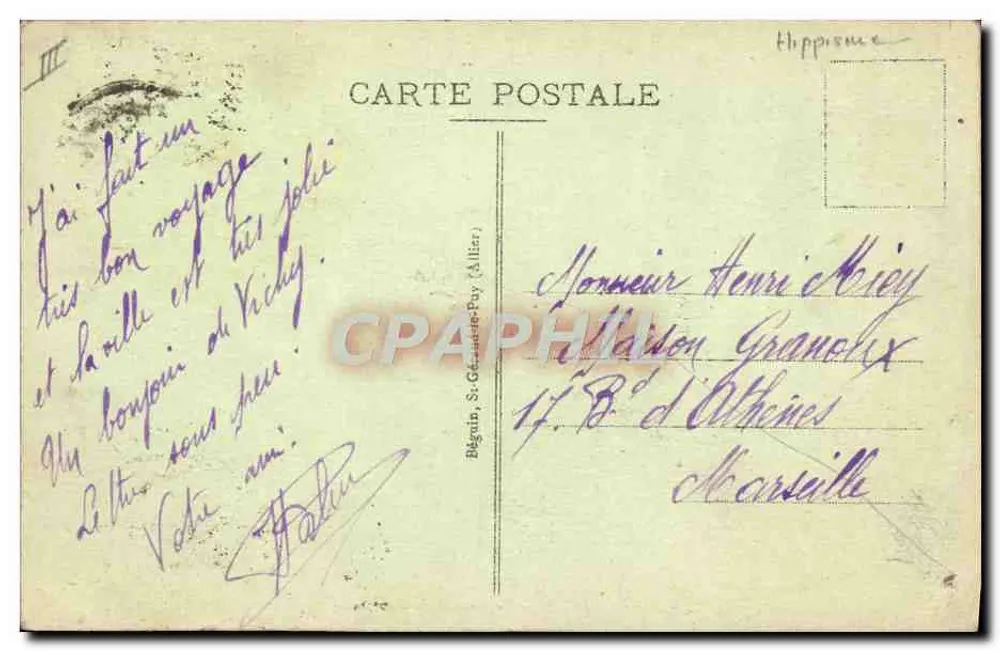 Vichy — O Campo de Corridas — Idsal, n° 439 - Verso