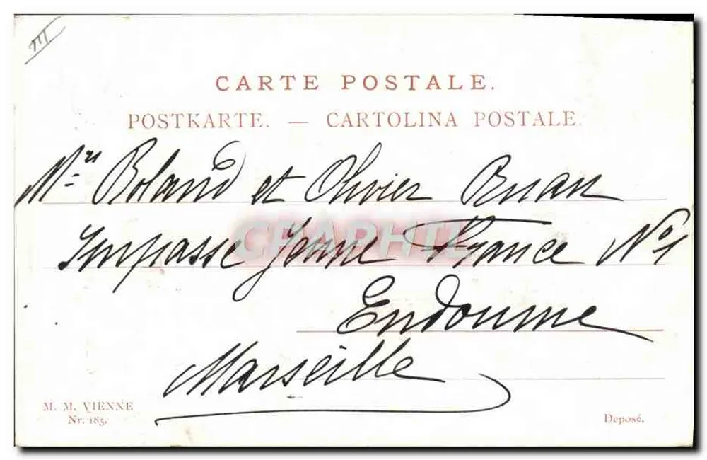 Zwei Kinder unter einem Baum — Verlag M. M. Vienne, Nr. 1851 - Rückseite