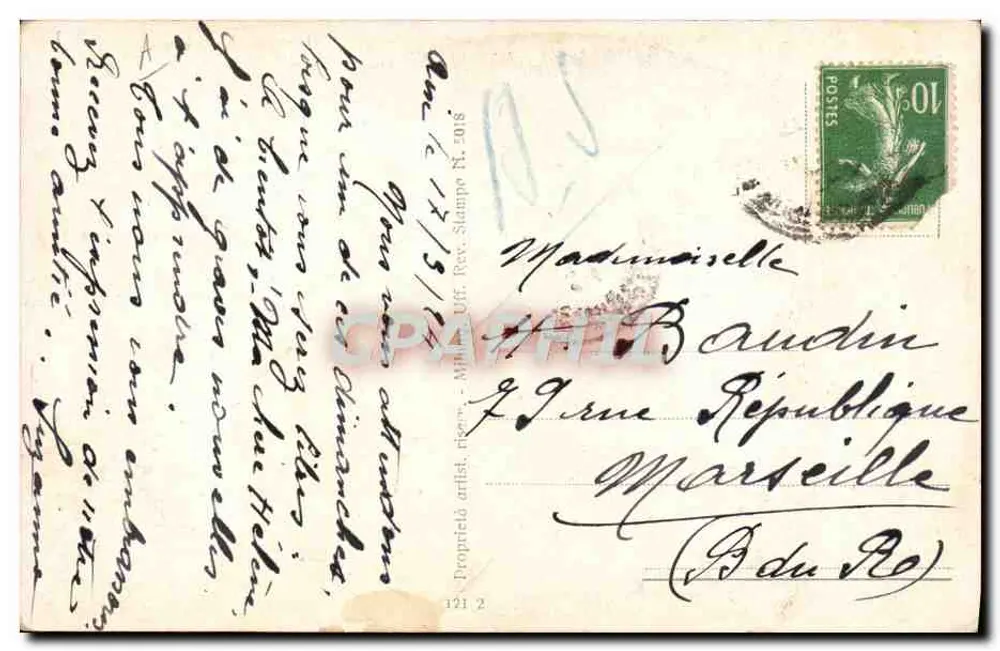 Junge Frau mit Hut — ovales Portrait — A. Simeonez - Rückseite