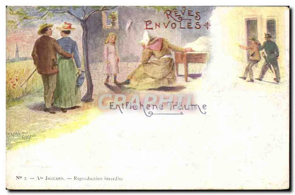 Scène de rue — femme au piano et passants — éditeur A. Jaccard, Genève, n°2 - Vorderseite
