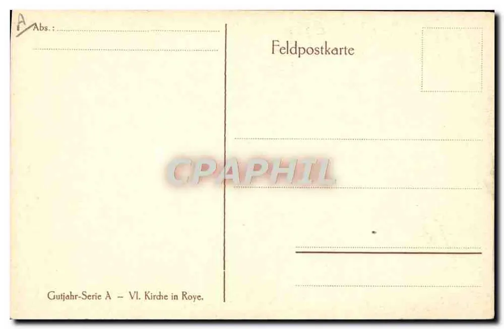Kirche von Roye — Tuschezeichnung — Gutjahr-Serie A - Rückseite