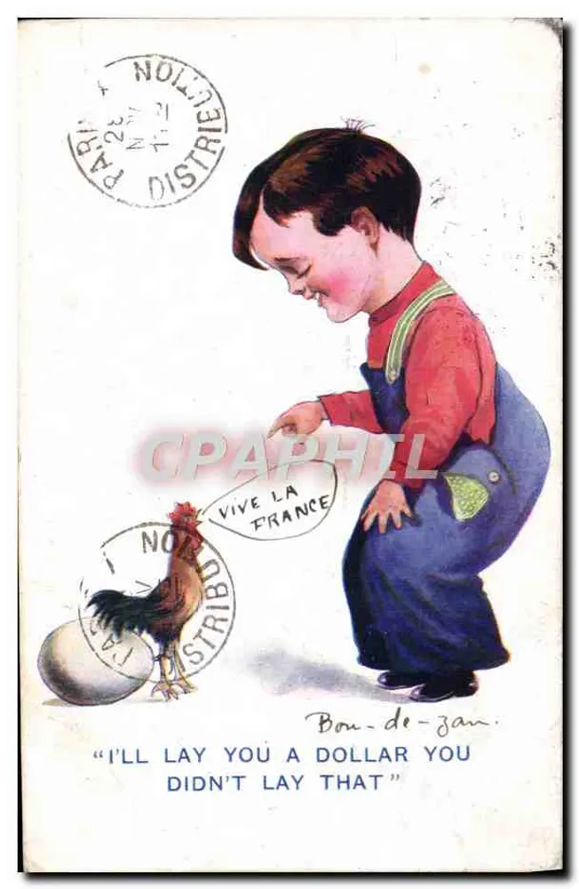Kind und Hahn — 'I'll lay you a dollar you didn't lay that' — Inter-Art Co. 'Yankee Kids' Serie Nr. 306 - Vorderseite