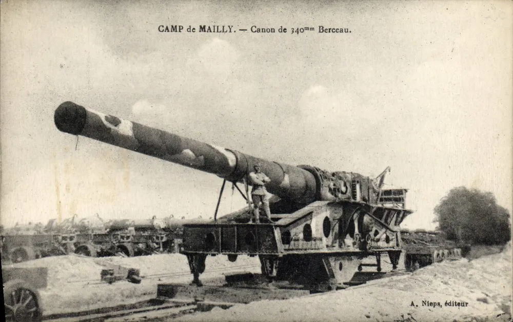 Camp de Mailly — 340mm Berceau-Kanone — A. Nieps, Verlag - Vorderseite
