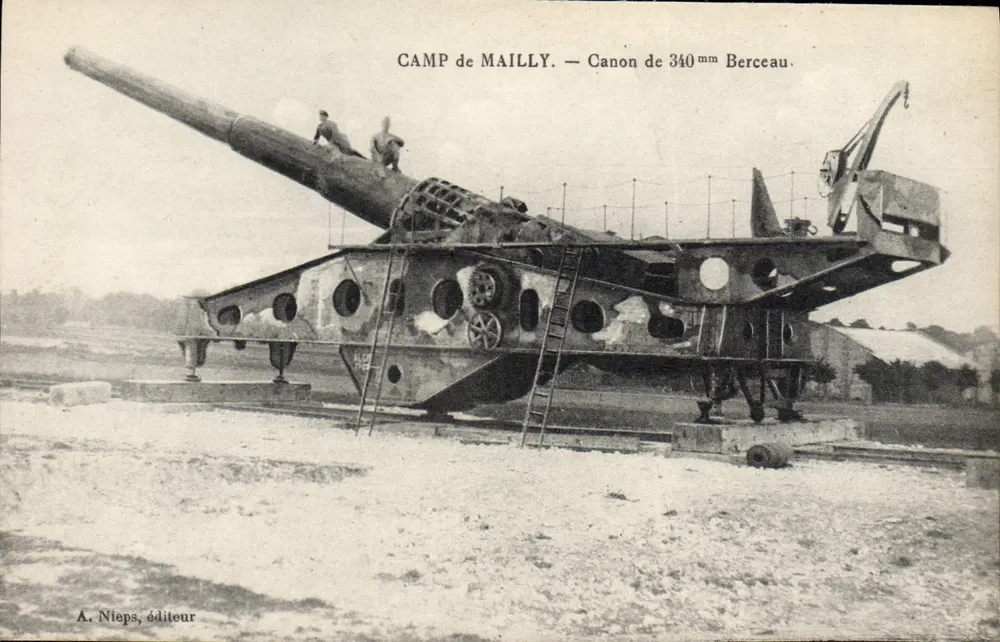 Camp de Mailly — 340 mm Berceau Kanone — A. Nieps, Verlag - Vorderseite
