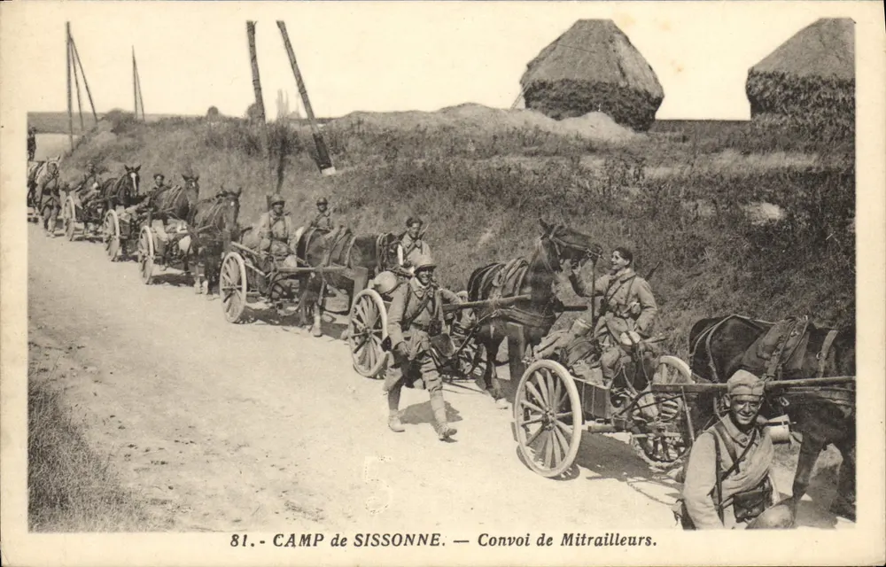 Camp de Sissonne — Convoi de Mitraillieurs — Éditeur : imprimeur non visible, n° 81 - Vorderseite
