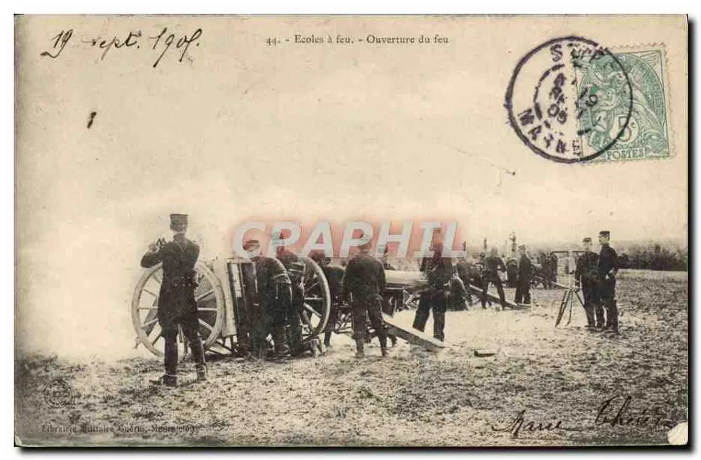 Escolas de fogo — Abertura do fogo — Librairie Militaire Gaëtin, Nîmes, n°44 - Frente