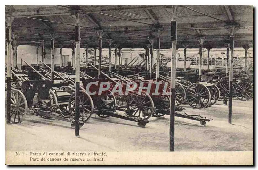 Parque de canhões de reserva no front — A Guerra Italiana, Série VII — Reparto Fotogr. del Comando Supremo - Frente