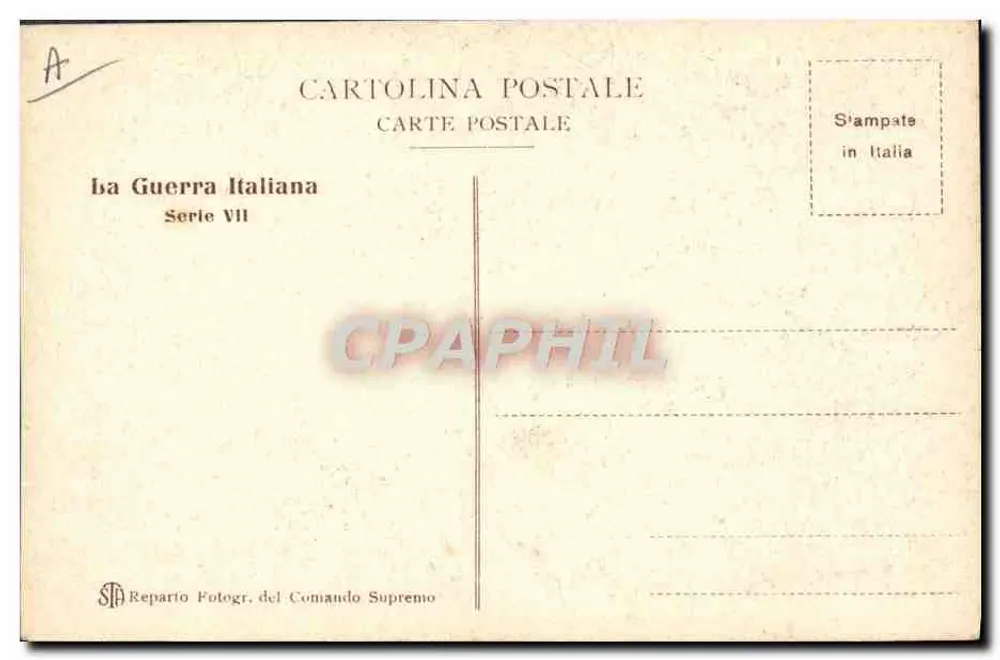 Parque de canhões de reserva no front — A Guerra Italiana, Série VII — Reparto Fotogr. del Comando Supremo - Verso