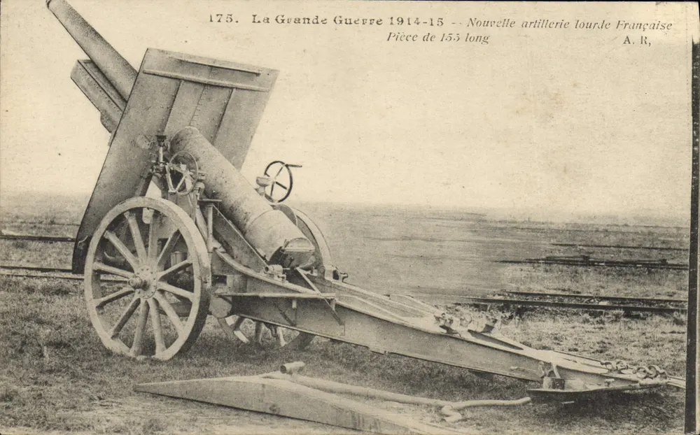 Französische Artillerie — 155-Long-Kanone — 175. Der Große Krieg 1914-15 — Neue schwere französische Artillerie — A.R. - Vorderseite