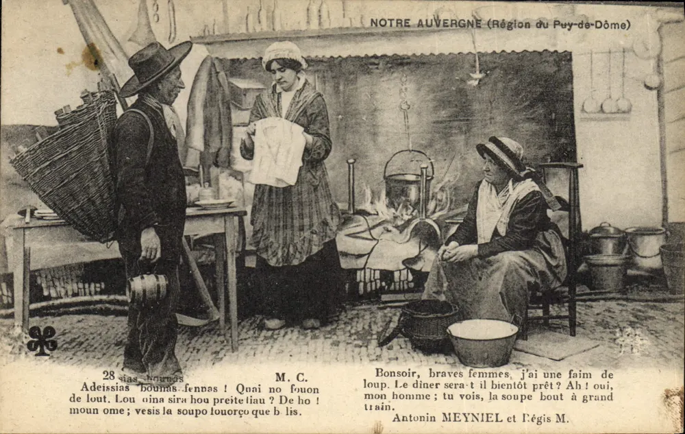 Nasza Auvergne (Region Puy-de-Dôme) — Scena życia wiejskiego — M. C. i wydawca Antonin Meyniel - Awers