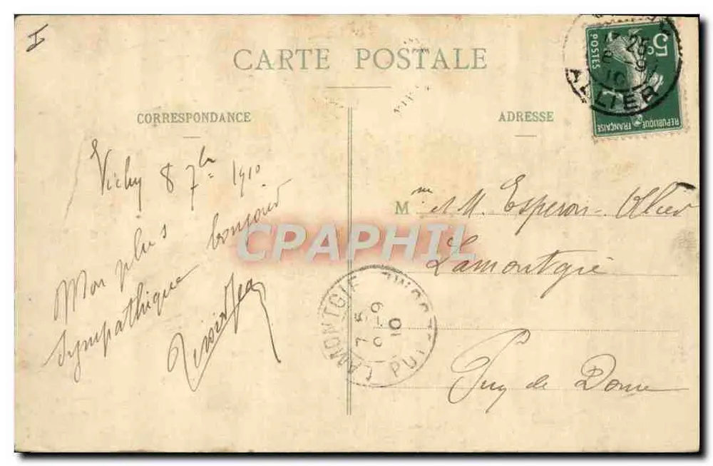 Vichy - Fachada do Teatro do Casino — Editor P. B., Vichy - Verso