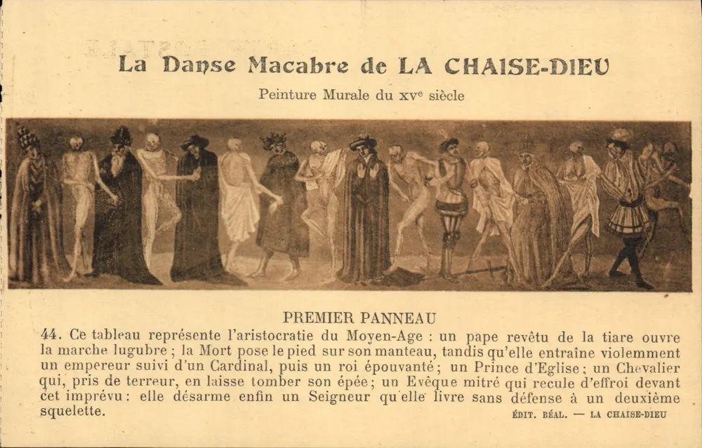 A Dança Macabra de LA CHAISE-DIEU — Pintura Murale do século xv — Édit. Béal - Frente