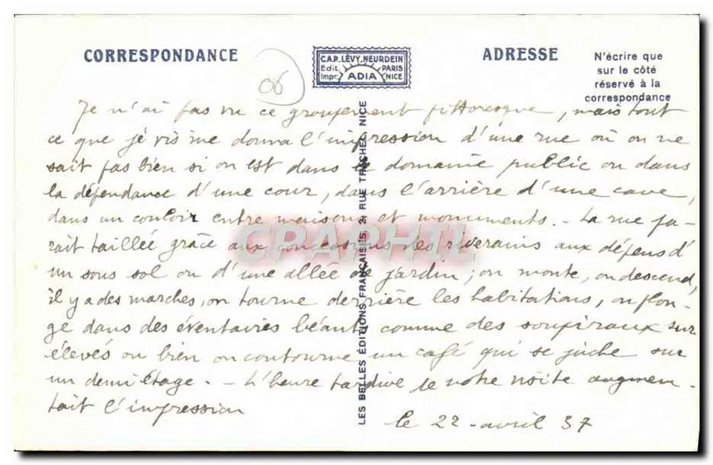 VILLEFRANCHE-sur-MER - Dunkle Gasse — Adia, Nr. 13 - Rückseite