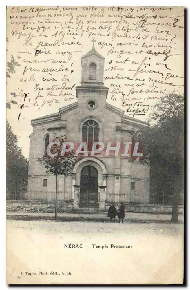 Nérac — Templo Protestante — J. Tapie, Fot. édit., Auch - Frente