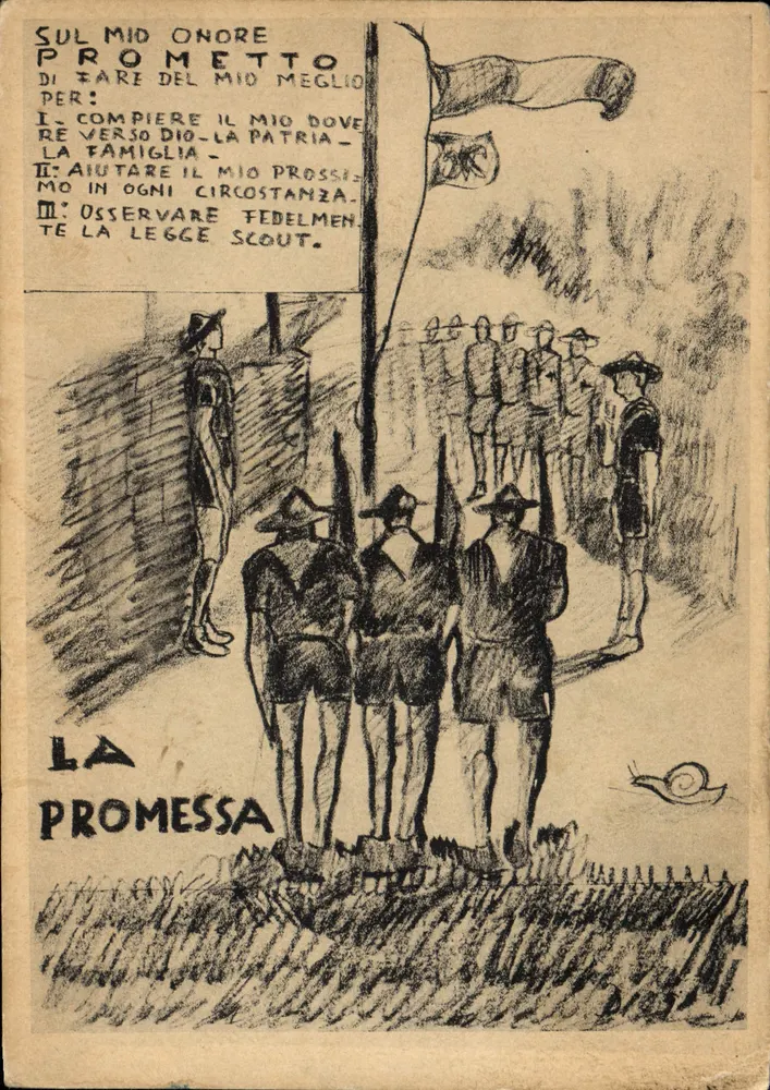 De Belofte — Italiaanse scouts — Uitgever G.E.I. Rovereto, N° 1 - Voorkant