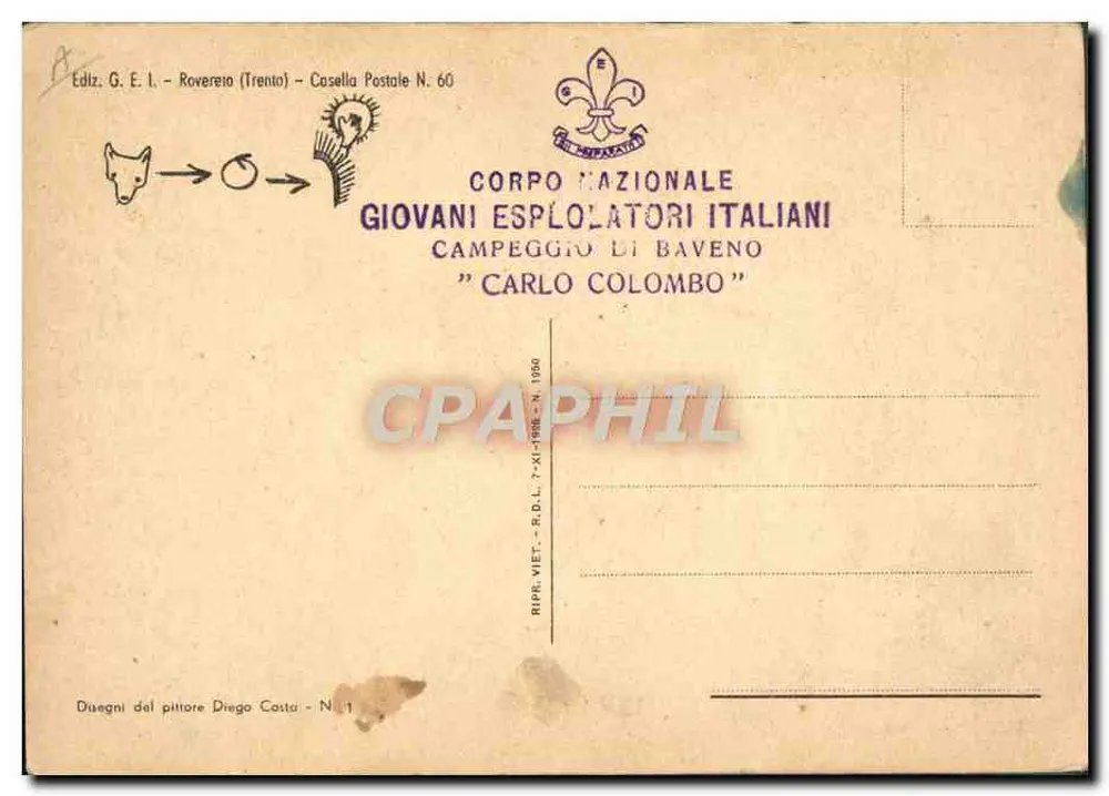 De Belofte — Italiaanse scouts — Uitgever G.E.I. Rovereto, N° 1 - Achterkant