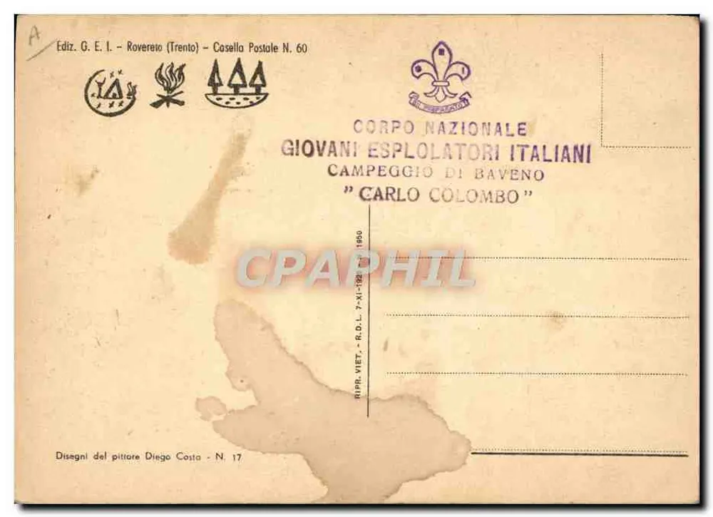 Cerimônia de investidura ao redor do Totem — Ed. G.E.I. - Rovereto (Trento) - Cosella Postale N. 60 - Verso